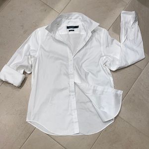 NWOT- LAUREN NO IRON POPLIN BUTTON DOWN